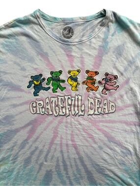 Grateful Dead Oversized Dancing Bears Tie Dye Tee Pastel Men’s S Festival Y2K